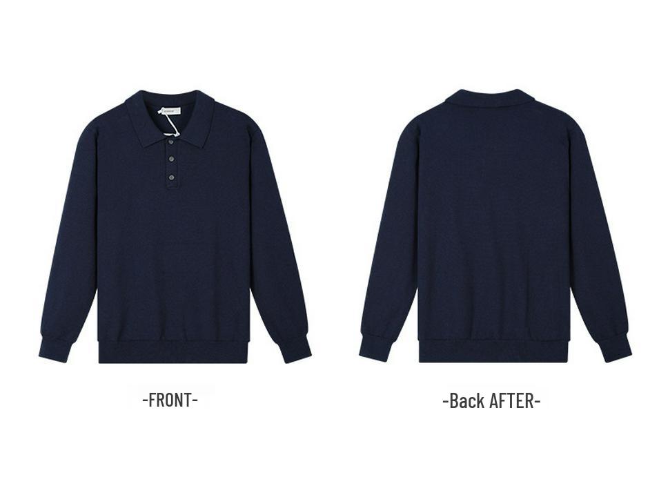 Herbst Winter High-End Herren Poloshirt Pullover mit Kragen - Mittelalter Business Stil, Warme Strickware mit langen Ärmeln.