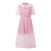 ZANZEA Abito casual da donna elegante con inserti in rete, girocollo, manica corta