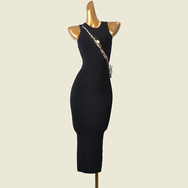 Foreign Trade Original Order Tight Sleeveless Knitting Sexy Vest Dress Stylish Drawstring Silm Sexy Sheath Dress