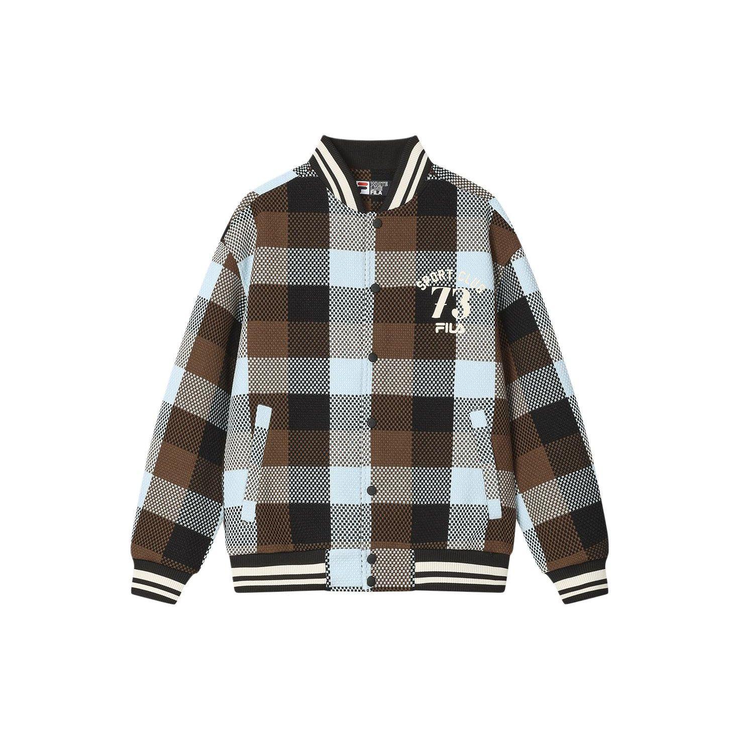 

FILA флисовая клетчатая однобортная куртка с длинным рукавом с надписью Мужские куртки коричневые F11M419702F-BN M