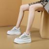 Fashion 7.5cm Summer New Women's Shoes Breathable Mesh Sole Versatile Petite Casual Increased Inner Heel Sponge Cake Thick Bottom Shoes