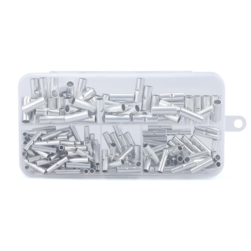 Glvaner Bare Crimp Sleeves Bare Crimp Terminals Ferrules 2 200 Piece Kit Silver Copper Crimp Climb Terminal B-Type Non-Insulated BN1.25 5.5