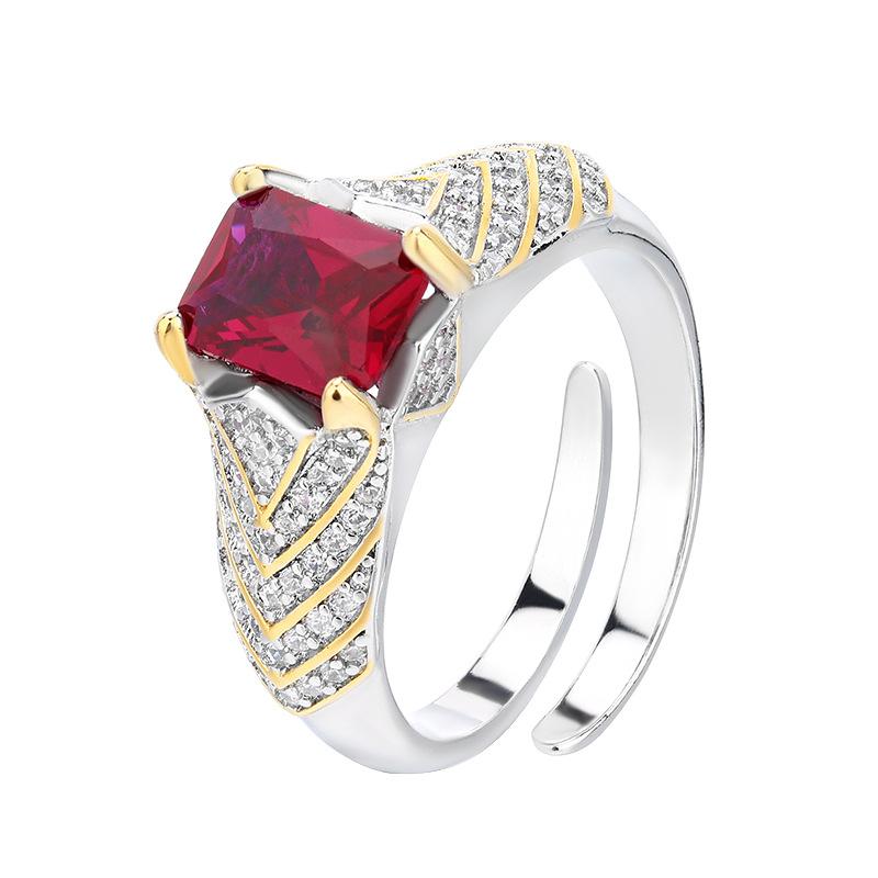 Jewelry Ring Inlaid With Red Corundum Zircon Ring Women'S Light Luxury Premium