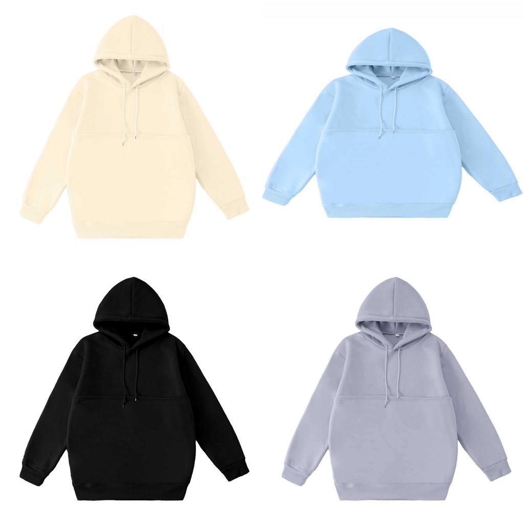 Kapuzenpullover für Damen mit großer Tasche Baumwollähnlicher Stoff Winter Lässiger Stil