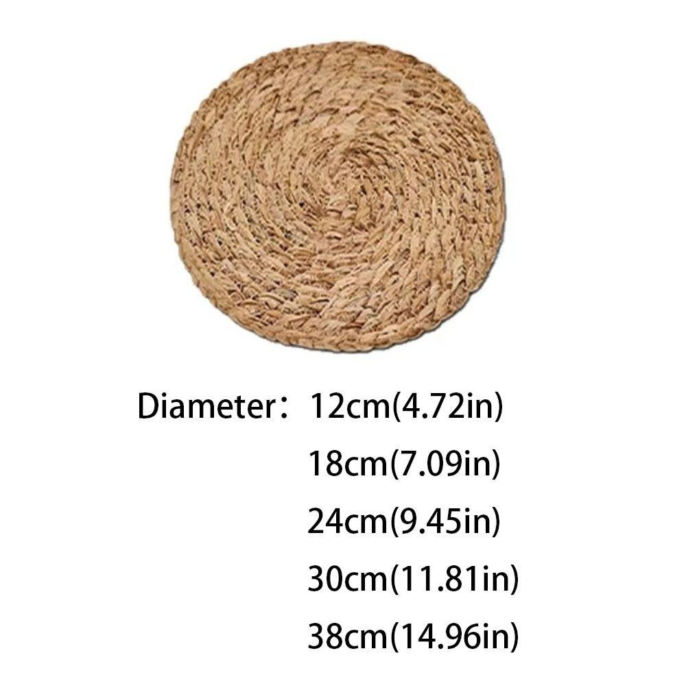 Round Handwoven Rattan Placemats Non-Slip Heat Resistant Heat Insulation Mats Natural Woven Table Mats Home Decoration