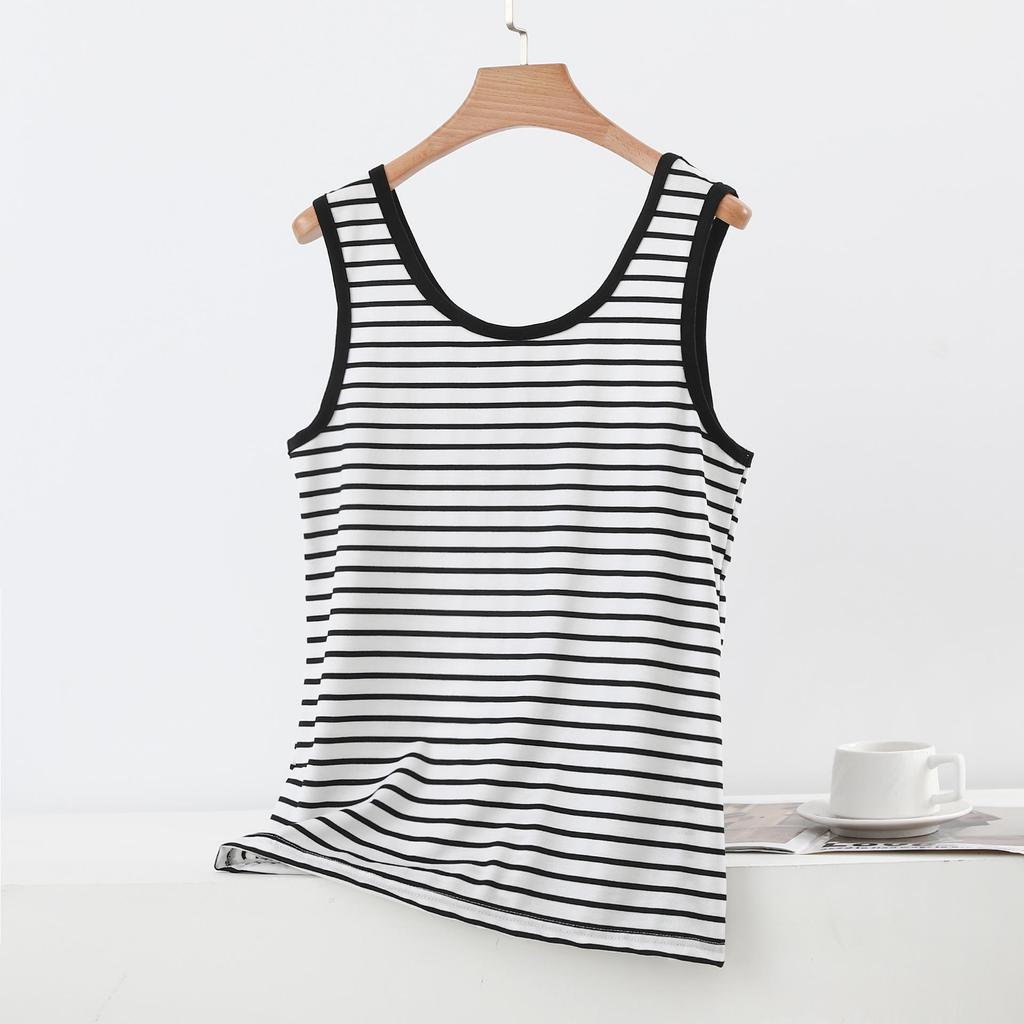 Striped Sleeveless Women's U-Neck Tank Top - Wide Shoulder Modal Camisole 2026 Summer Edition
