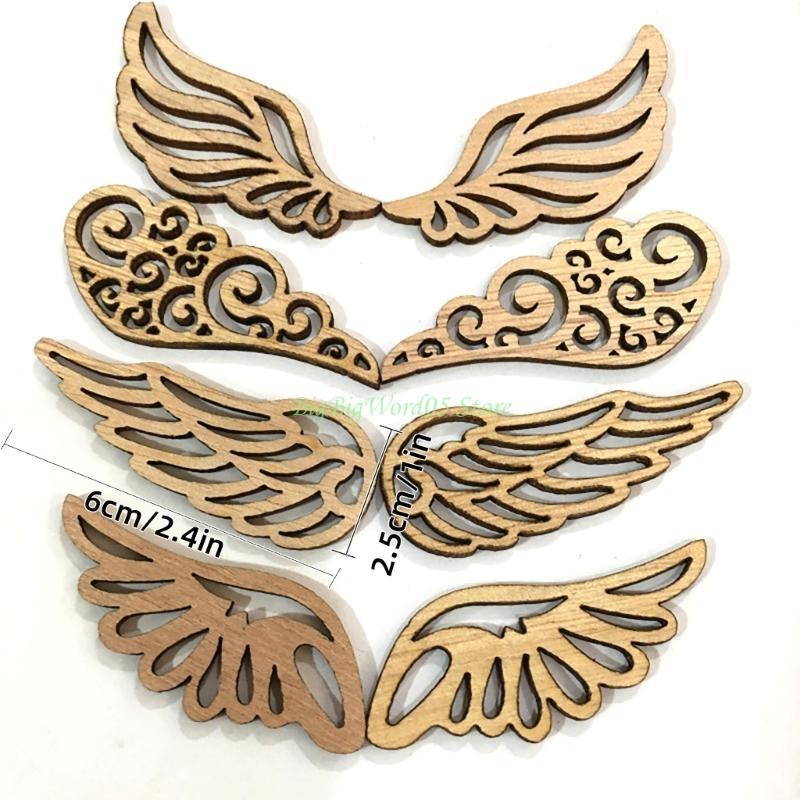 24TE 10PCS Wing Shaped Cutouts Unfinished Slices for Painting Home Decoration