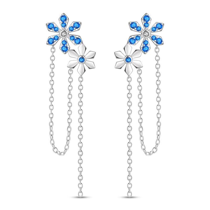 925 Silver Blue Zircon Dreamcatcher Feather Star Moon Cute Claw Hoop Earrings For Women Fine Birthday Jewelry Gifts