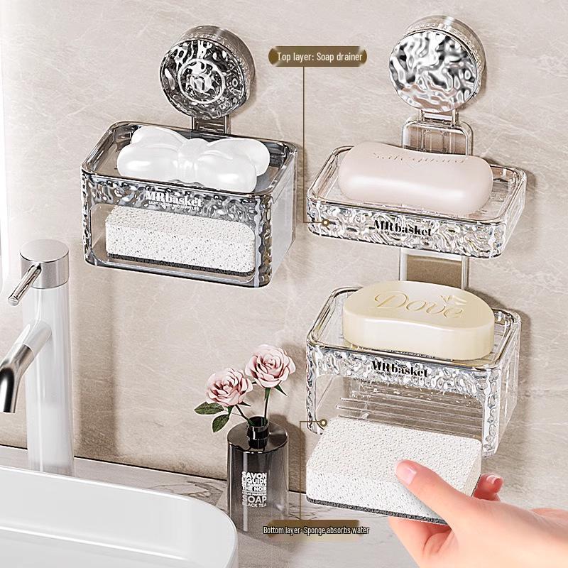 High-End Wall-Mounted Soap Dish with Strong Suction and Drainage