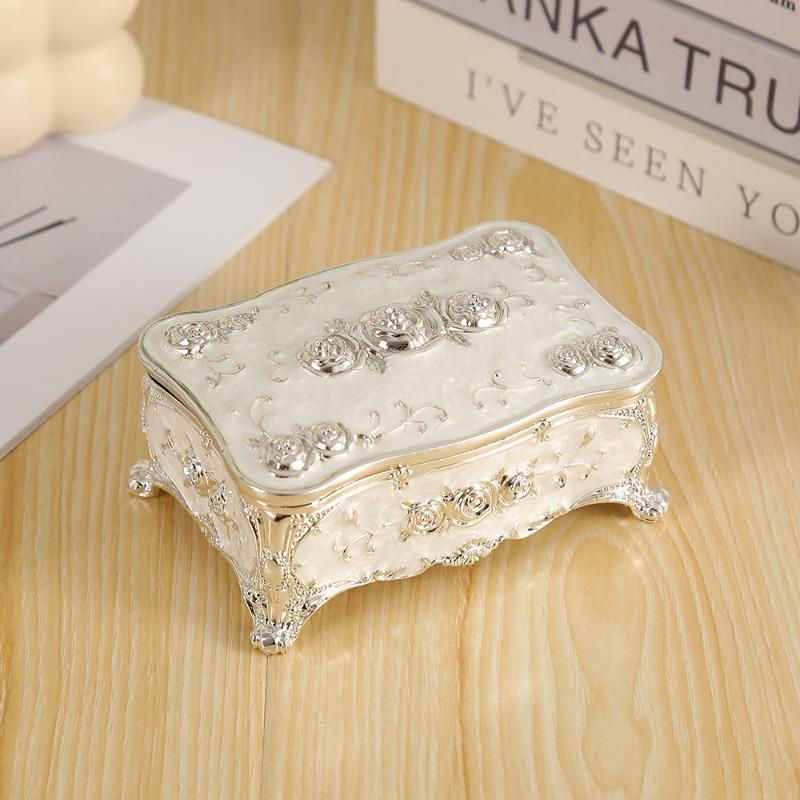 Rose-shaped Engraved Jewelry Box, Enamel-colored Jewelry Box, Necklace Jewelry, Earrings Storage Box 1