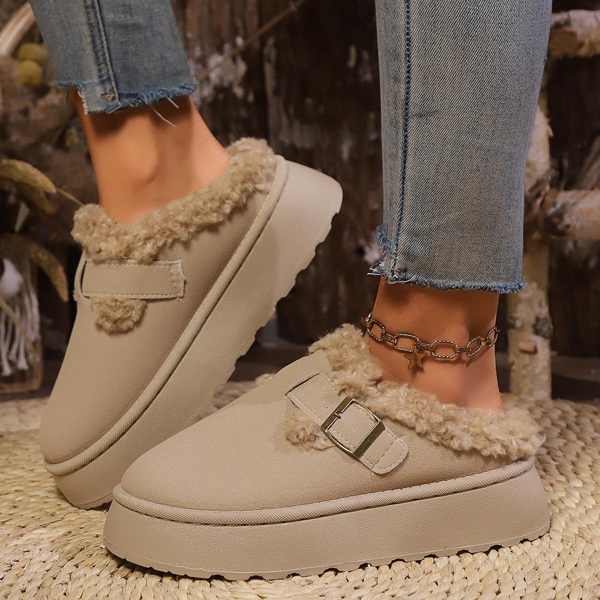 

Женские сапоги, модные новые 2025, осенне-зимние, теплые хлопковые тапочки с толстой подошвой и платформой, женские уличные прогулочные туфли 36 бежевый