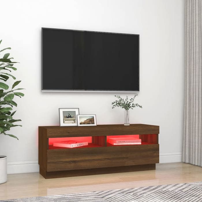 VidaXL Meuble TV avec Lumières LED Armoire Basse Centre de Divertissement Armoire Média Salon Salle de Séjour Intérieur 815722