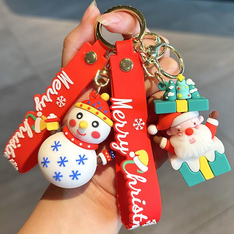Santa Claus Keychain Christmas Small Gift Student Schoolbag Pendant Cartoon Christmas Tree Three-Dimensional Doll Pendant