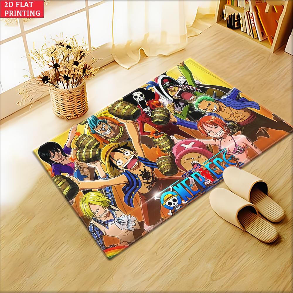 Anime Straw Hat Crew Party Doormat, Cartoon Character Non-slip Floor Mat, Decorative Entrance Rug for Home Living Room Bedroom