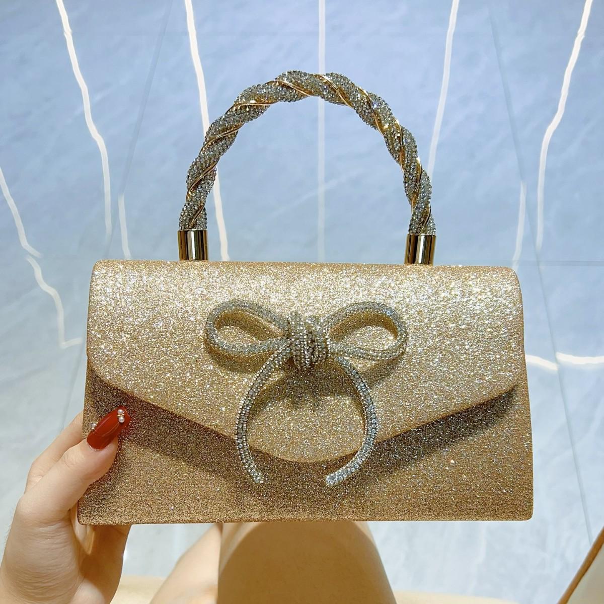 

Elegant Rhinestone Bow Evening Clutch: Versatile Crossbody Bag for Socialites