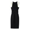 Summer new French sleeveless contrasting color splicing deep V-neck waist-wrapped hip-wrapped thin dress