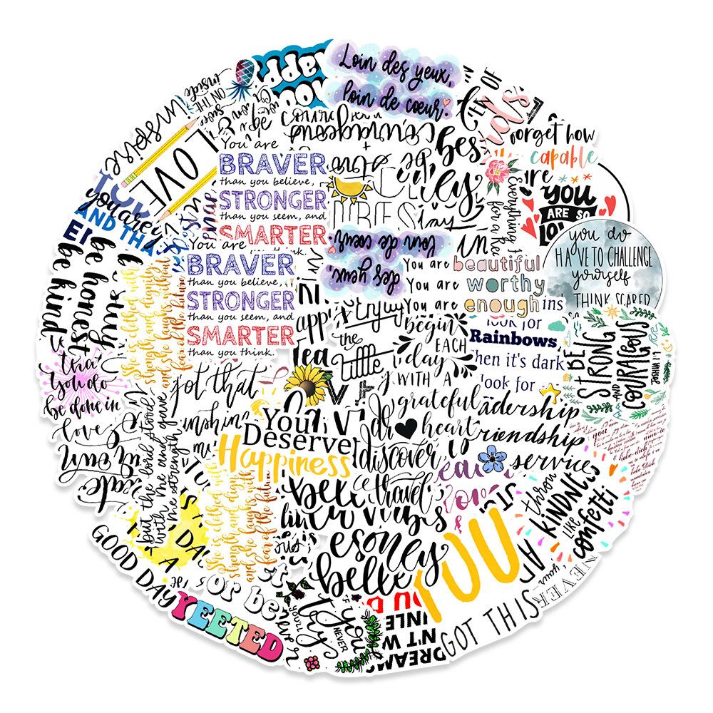 

50 Черно-белых английских фраз Граффити Наклейки Шлем Мобильный телефон Мотоцикл Компьютер Декоративные наклейки