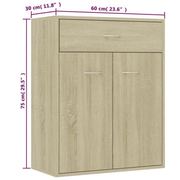 VidaXL Buffet Chêne sonoma 60x30x75 cm Bois d'ingénierie 800714