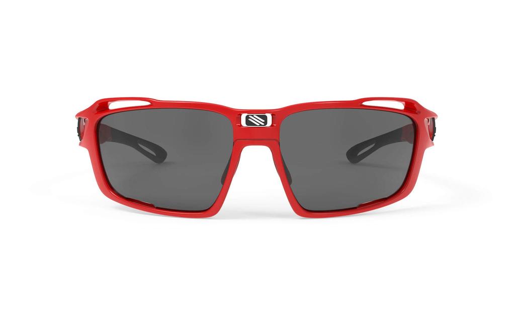Rudy Project SINTRYX Sports Sunglasses for Road and Fire Red Gloss Frame with Smoke Black Lenses and Clear Bikes, Cycling, Marathons, Jogging,
