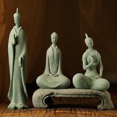 Meditating Buddha Statue Sculpture Natural Stone Room Garden Ornament Suitable for Aquarium Office Wine Cooler Decor