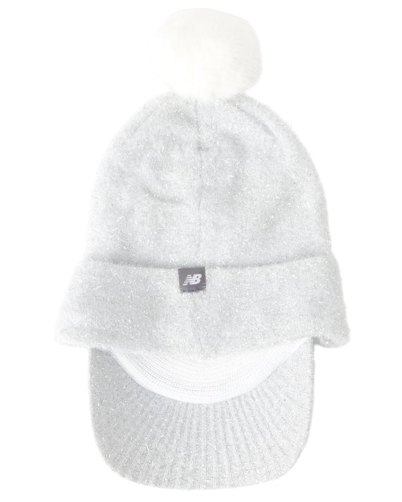 New Balance Women's Golf Knit Cap with Brim (Lamé Knit with Brand Logo) / 012-5287519 030_White