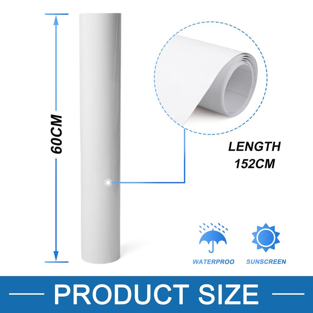 ABSOPRO Gloss White 152cm X 60cm Car Film Wrap Sticker White Bubble-Free Self-Adhesive Vinyl,