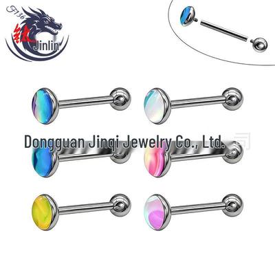 Iridescent Enamel Titanium Tongue Stud for Unisex