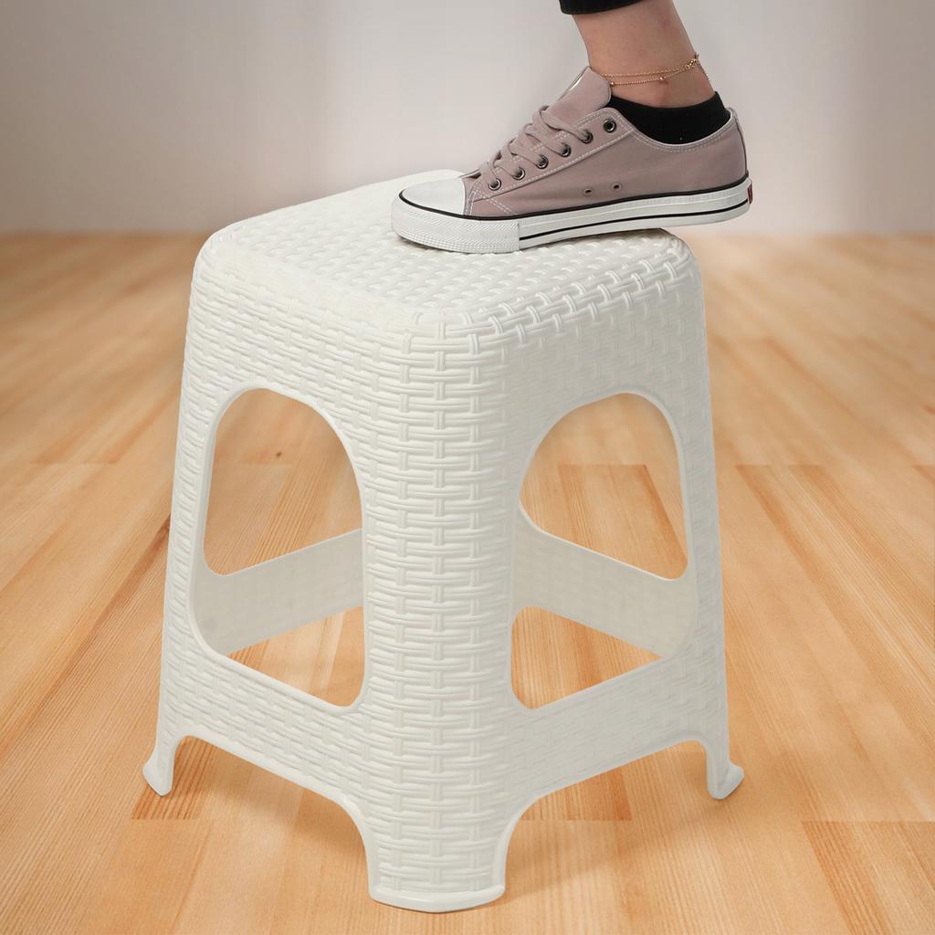 KADAX Rattan Kitchen Stool White 2pcs