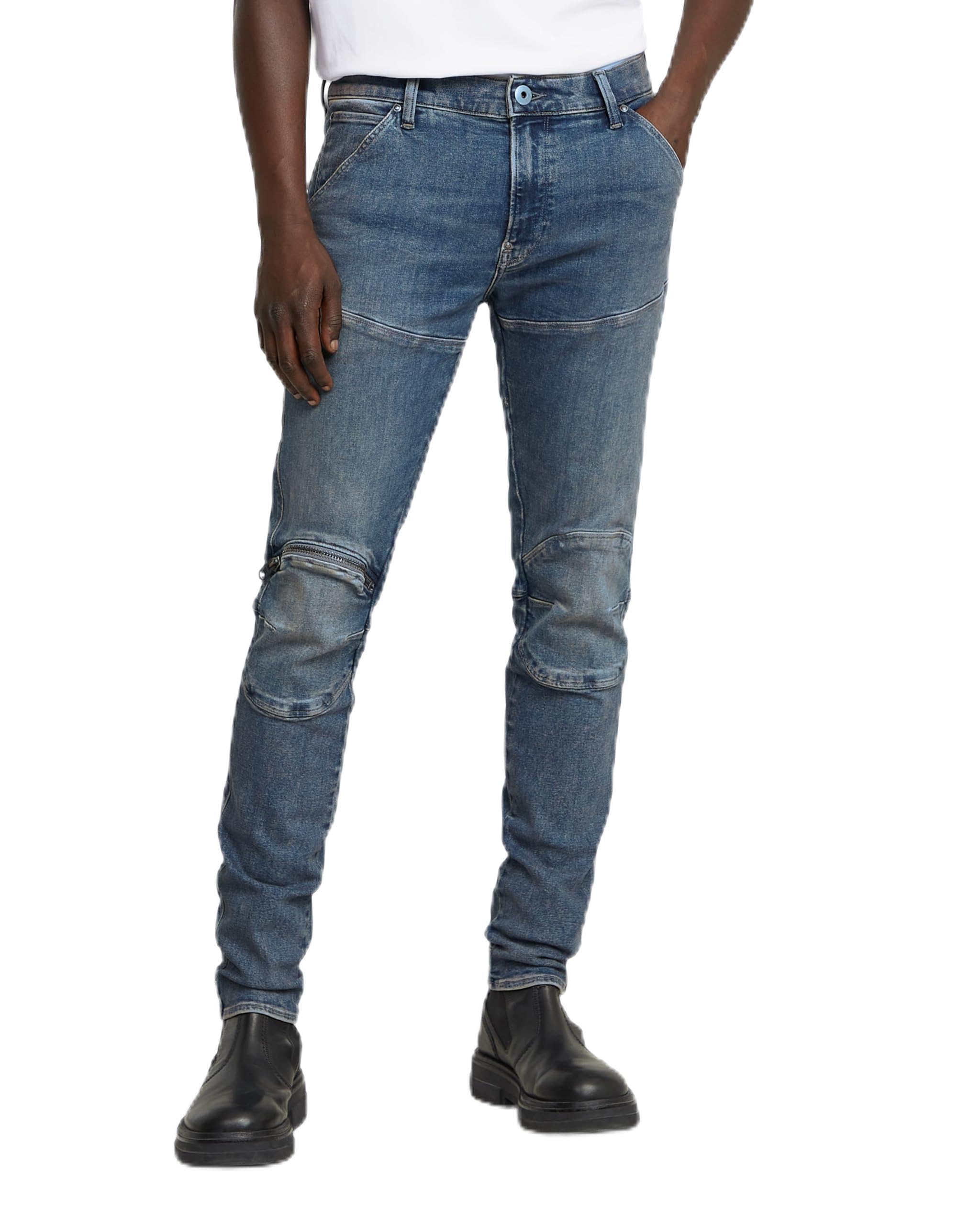G-Star RAW Jeans Heren Denim Broek Skinny Stretch blauw 5620 3D Rits Knie Skinny D01252-D634-H072-W34/L30