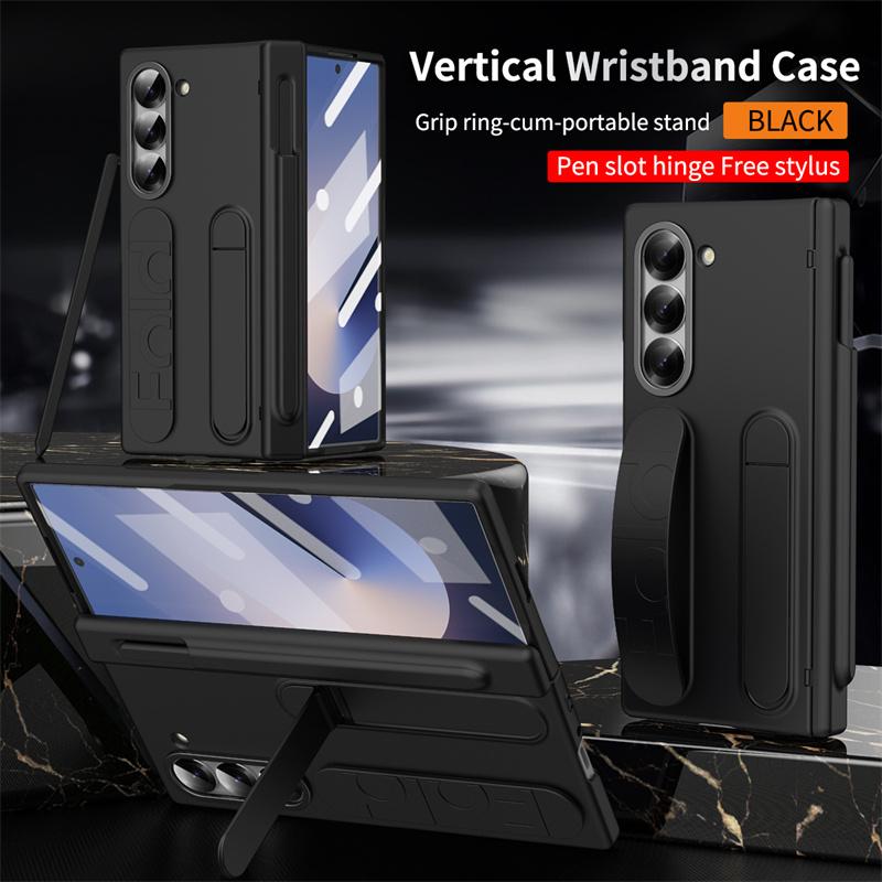 Pulseira Antiperda Business Suporte Oculto Capa Dobrável para Celular para Samsung Galaxy Z Fold 8 7 6 5 4 3 Proteção de Tela Capa Anti-queda