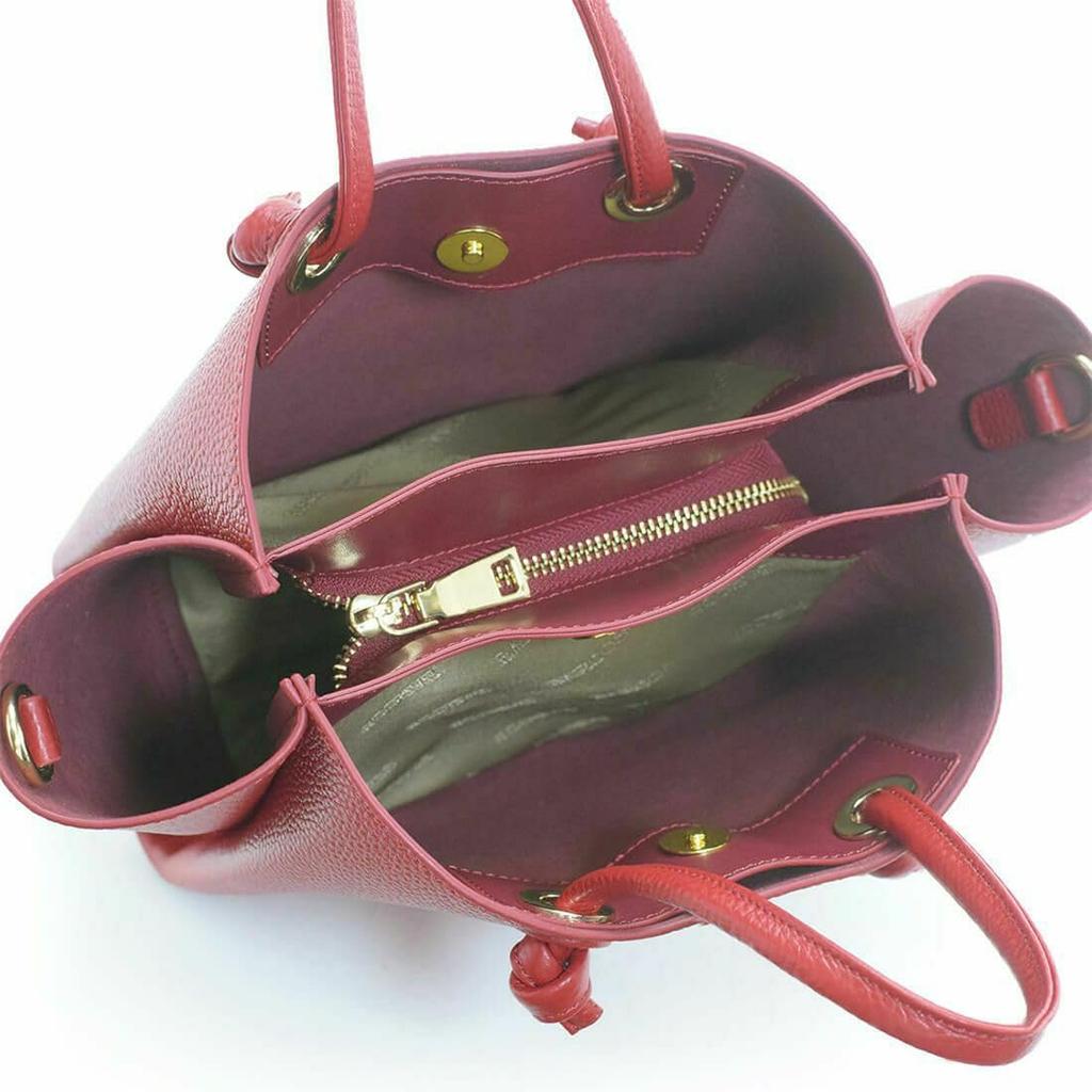 Barcos Leather One Bordeaux 2-Way Handbag, Women's, Size,