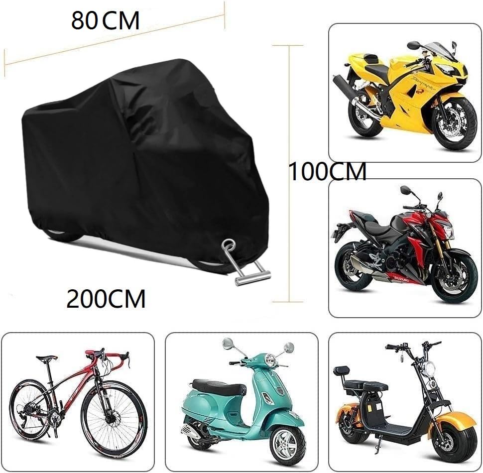 Motorcycle Cover, Moped Cover, Waterproof, Heat Resistant, Thick, Super Water Repellent Paint Oxford Fabric, Reflective Stripes, Anti-theft, UV P