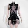 Sequined Fringe Bodysuit Latin Dance Performance Stage Wear Gogo Costume Sexy Club Outfit