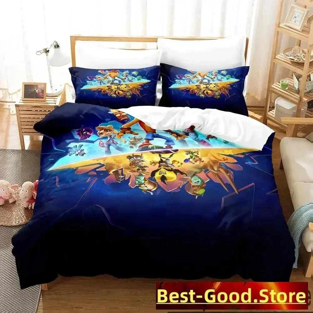 3D Print Crash Bandicoot Game Bedding Set Duvet Cover Sheet Printed Bed Set Pillowcase Full Queen King Size Comforter Bedroom