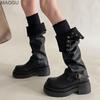 2026 Stivali Lunghi Marroni Western da Cowgirl per Donna Pieghettati Indossabili in Due Modi Al Ginocchio Scarpe in Pelle Stivali da Equitazione con Plateau per Donna