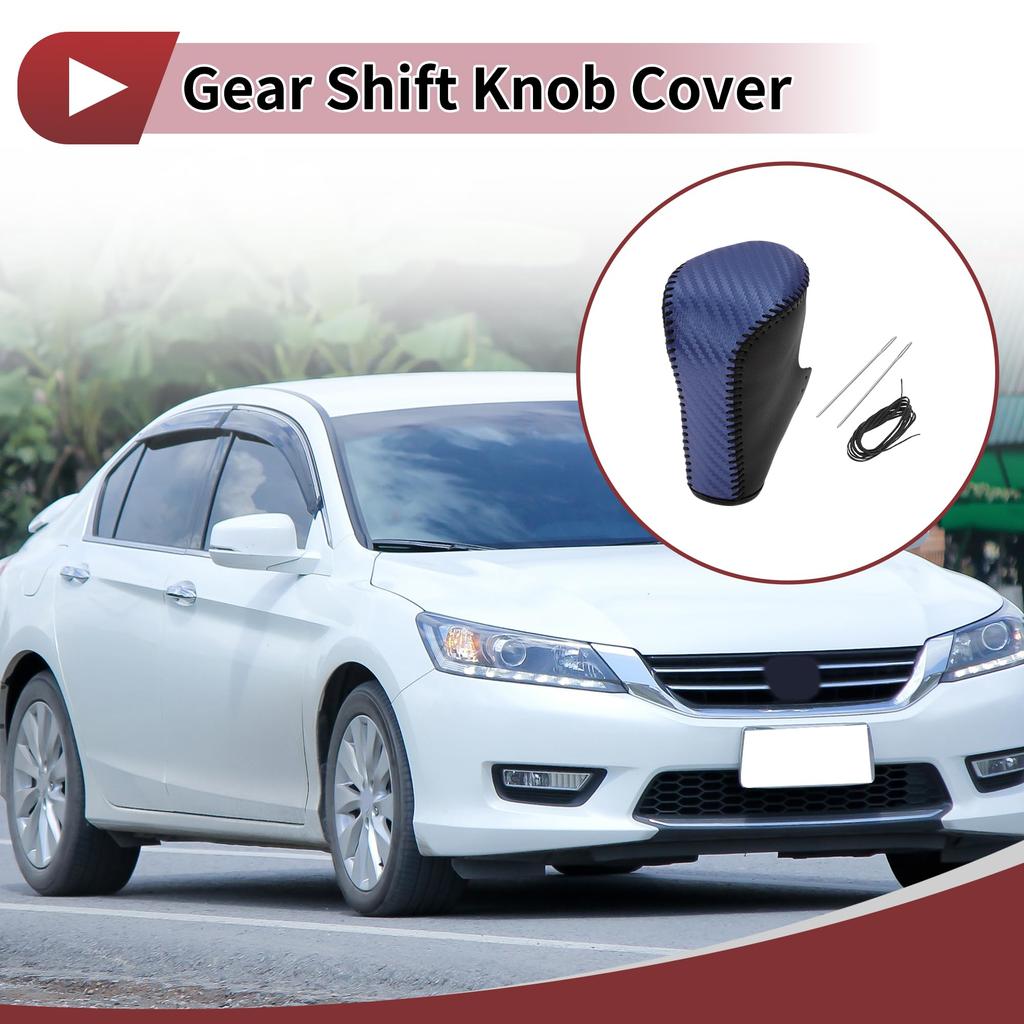 Hihaha Honda Compatible Accord 8 Gear Shift Knob Cover Stick Shift Handle Protector Black Blue Artificial Leather 08-12 Anti-Slip