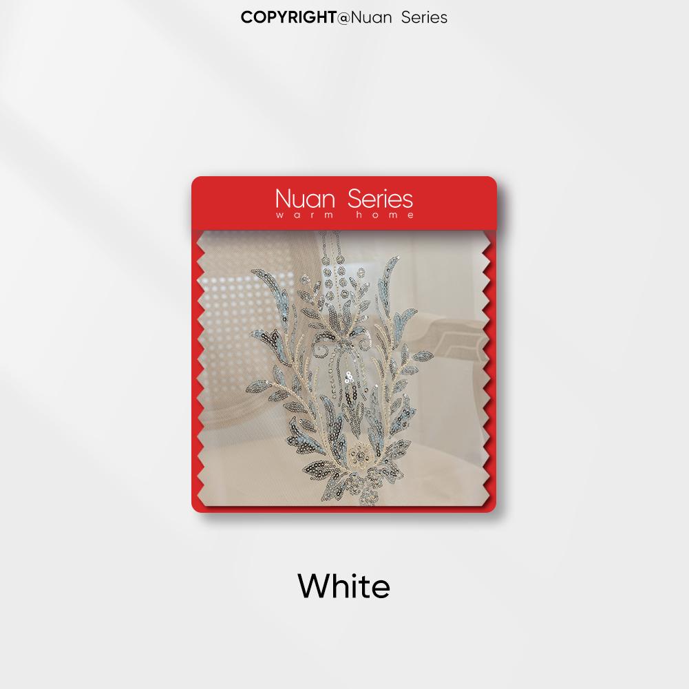 

1 шт европейские прозрачные роскошные вышитые вручную жемчугом прозрачные шторы для гостиной спальни домашнего декора серии Nuan W100cm x L260cm белый