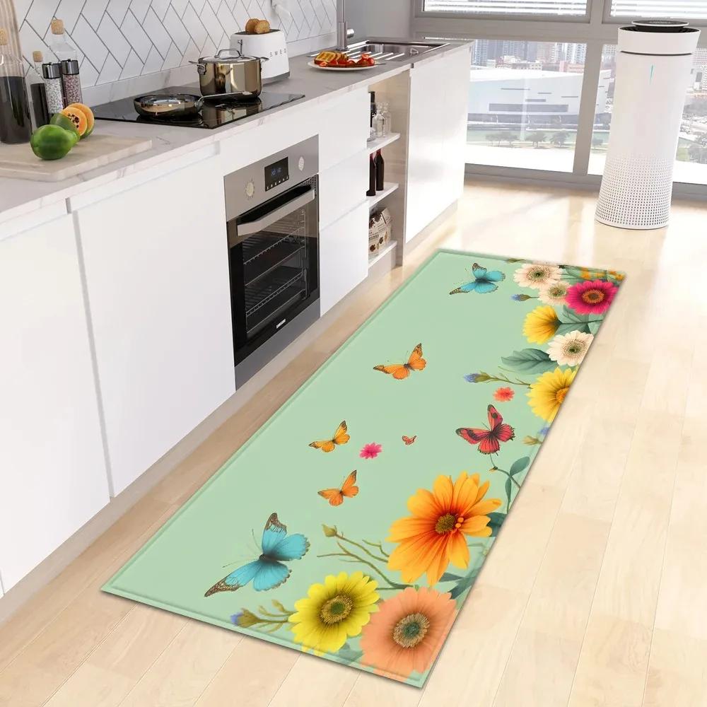 Schöne Blume Retro Muster Haus Küche Bodenmatte Tür Vorne Dekoration Bodenmatte
