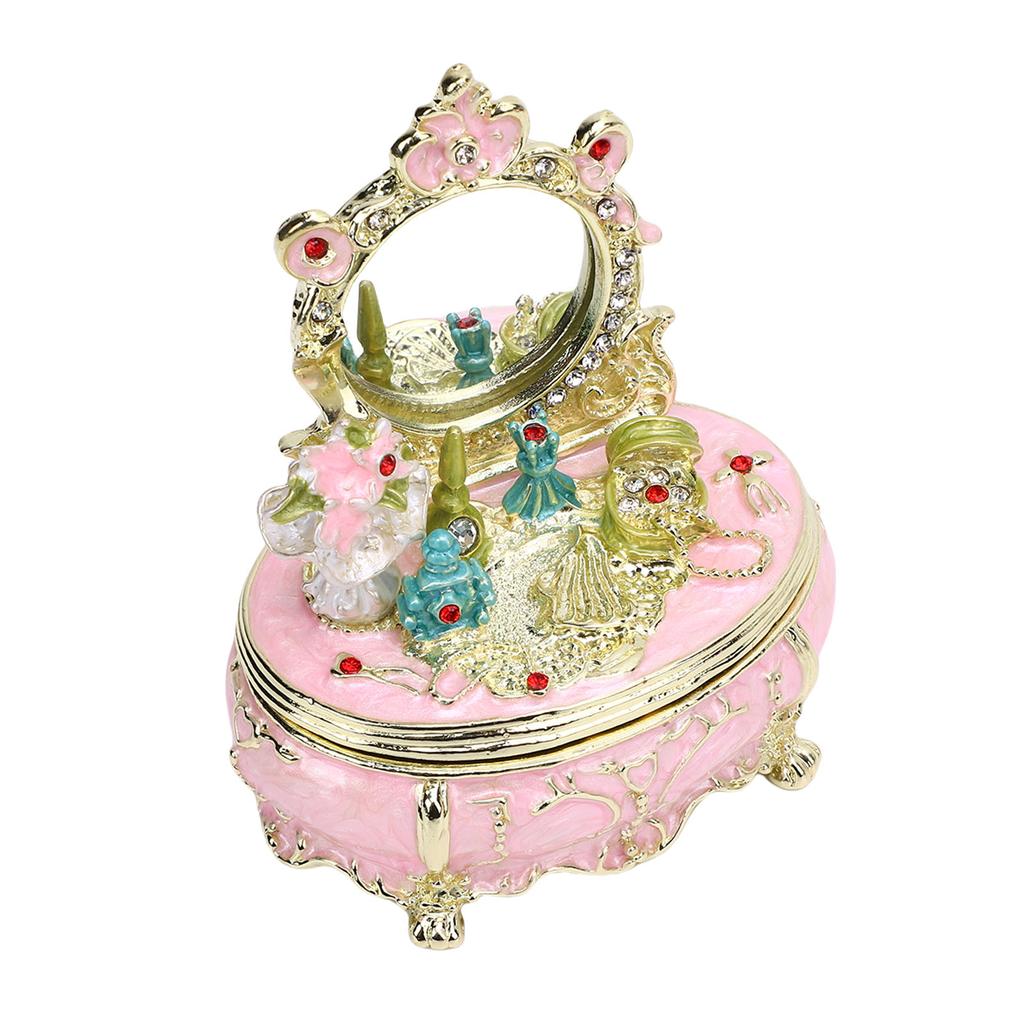 Dressing Table Shaped Trinket Box Decorative Hand Painted Metal Enamel Jewelry   for Rings Bracelets