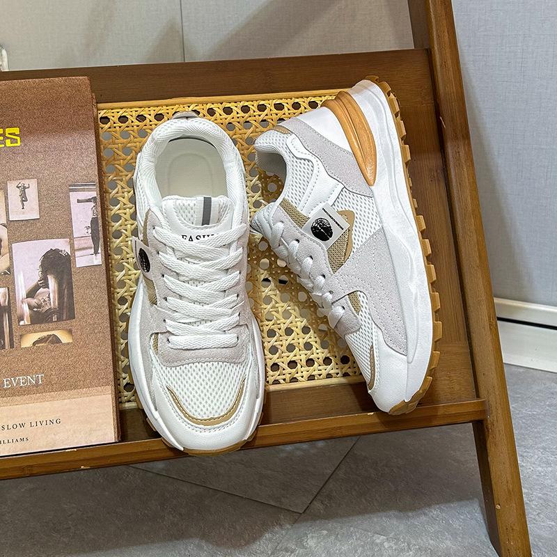 

23 весенние новые туфли для папы на толстой подошве, женские дышащие туфли Форрест Гамп, повседневная обувь в корейском стиле с круглым носком, студенческая спортивная обувь 40