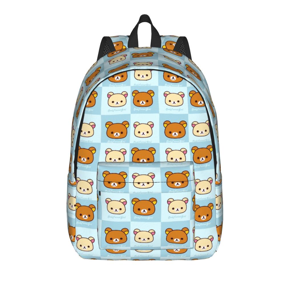 Rilakkumas Cartoon Backpack for Men Women Teenage Student Work Daypack Laptop Canvas Bags Outdoor