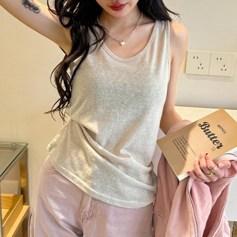 Women U Neck Sleeveless Tank Top Casual Loose Fit Basic Camisole
