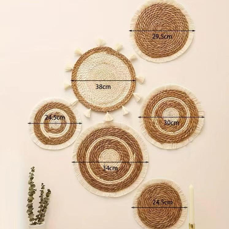 Handmade Bohemian Woven Grass Wall Basket Set - Perfect for Living Room and B&B Entrance Decor