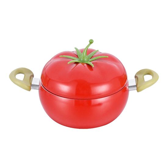 Nonstick Soup Pot Milk Pot Pasta Can Tomato-Shaped Cocotte Cooking Pot for Stewing Frying And Poaching Cute Vegetable Shape Electric Stove Pan