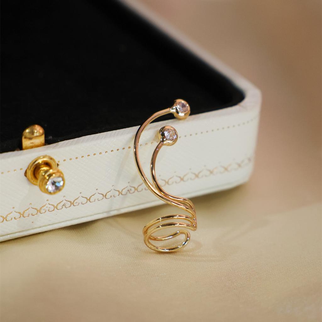 1PC Bent Zircon Ear Bone Clip Inlaid with Synthetic Zircon for Women's Fashionable and Elegant Temperament Ear Hook
