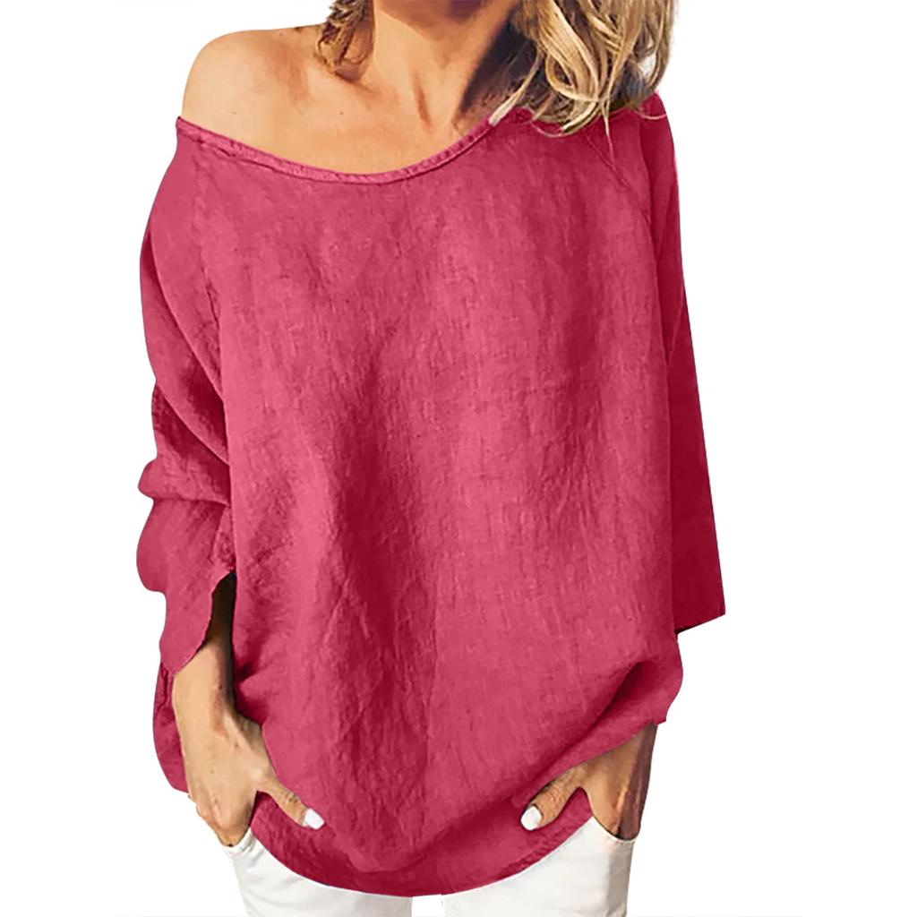 Women's Fashion Solid Color Round Neck Loose Long Sleeve Loose Top