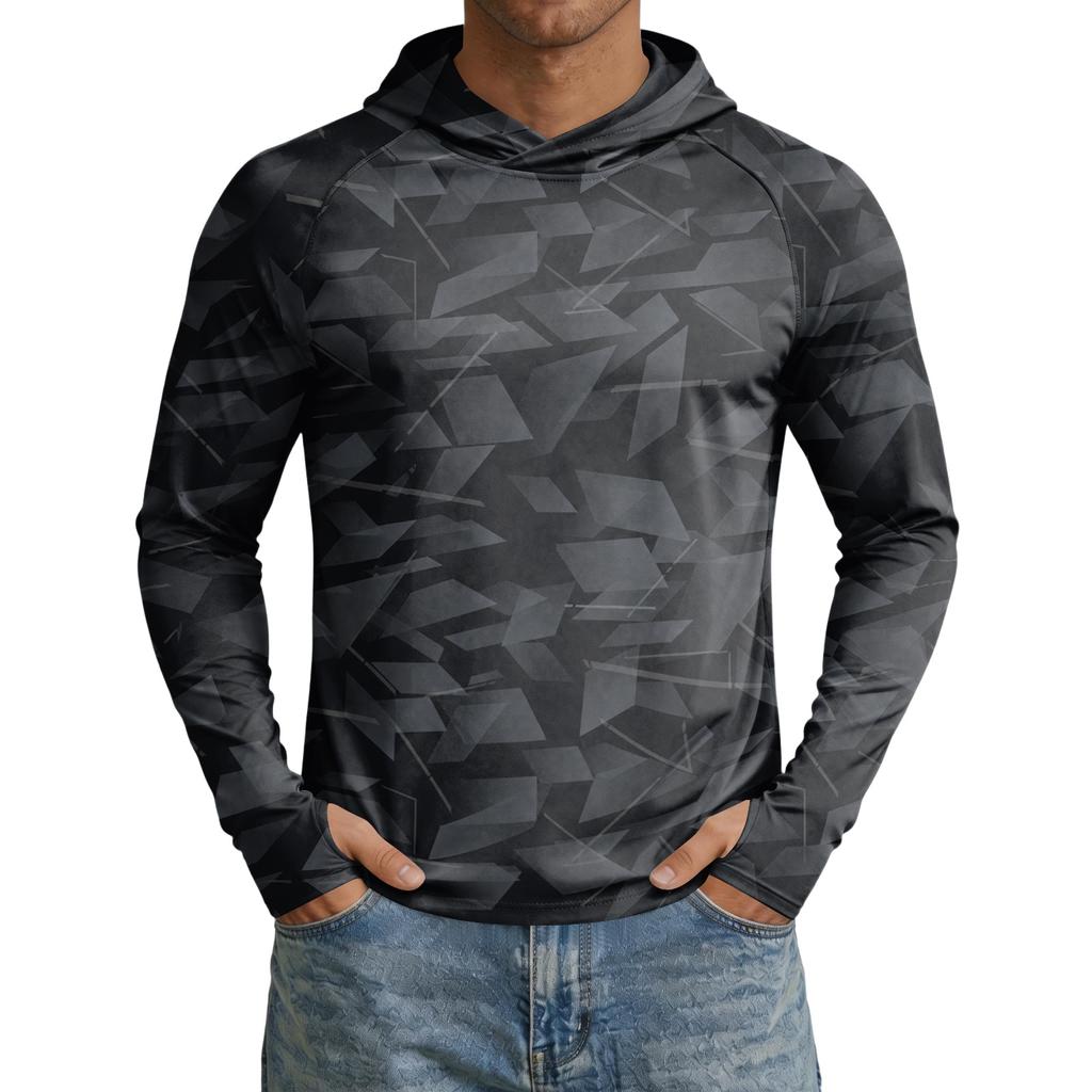 Herren UPF50+ Sonnenschutz Hoodie Langarm Schnelltrocknend Leicht Atmungsaktiv Sportshirt für Outdoor-Aktivitäten