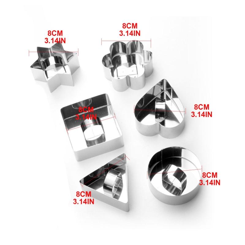 6 Pezzi Stampini Tagliabiscotti Acciaio Inossidabile Utensile da Forno 3D Cartone Animato Carino Geometrico Regalo per Appassionato di Cottura Facile da Usare