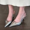 New Women's Sandals Pointed Toe Slingbacks Gold High Heels Dress Shoes Silver Pumps  Summer Wedding Shoe  Mujer