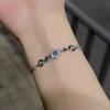 Sterling Silver Color Sparking Star and Moon Charm Bracelets for Lovers Couple Hand Chain Link Original Fashion Jewelry